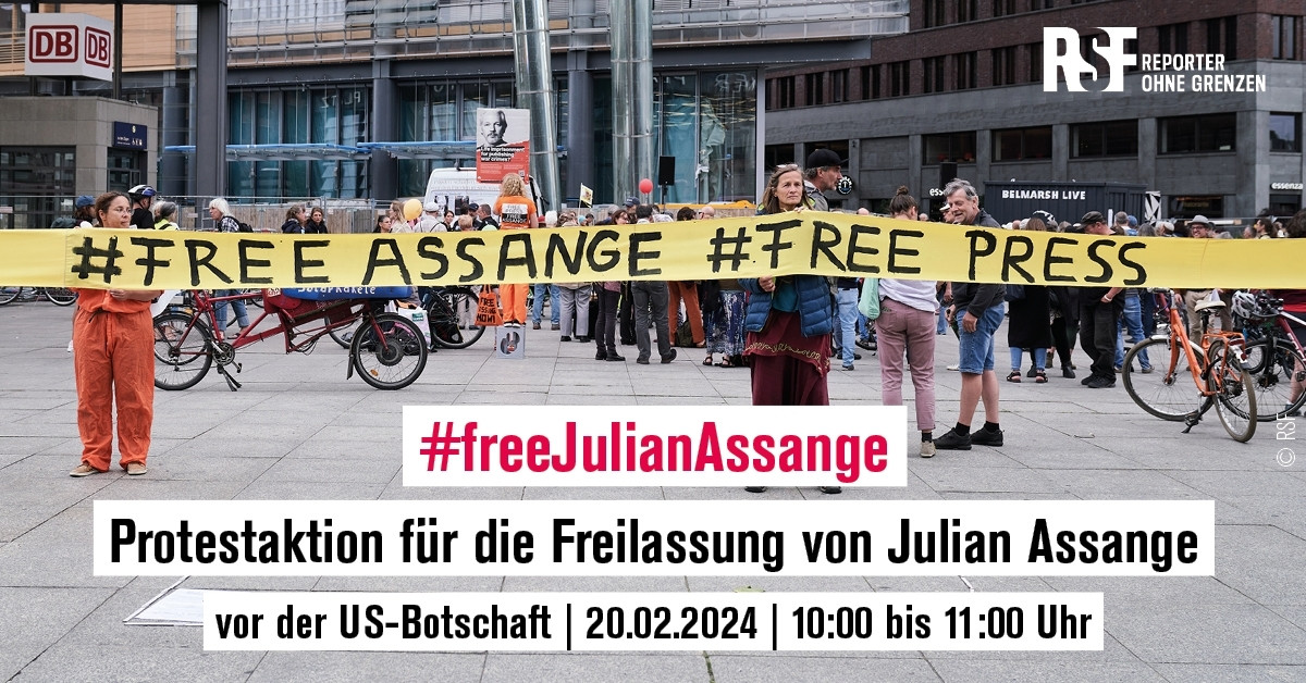 @ReporterOG , @amnesty_de und  Verein Digitale Gesellschaft demonstrieren am Dienstag, den 20.2., für die Freiheit von Julian Assange. Seien Sie von 10- 11 Uhr bei unserer Aktion vor der US-Botschaft dabei!
#FreeAssange
#Assange
#Freiheit
#Pressefreiheit
@amnesty