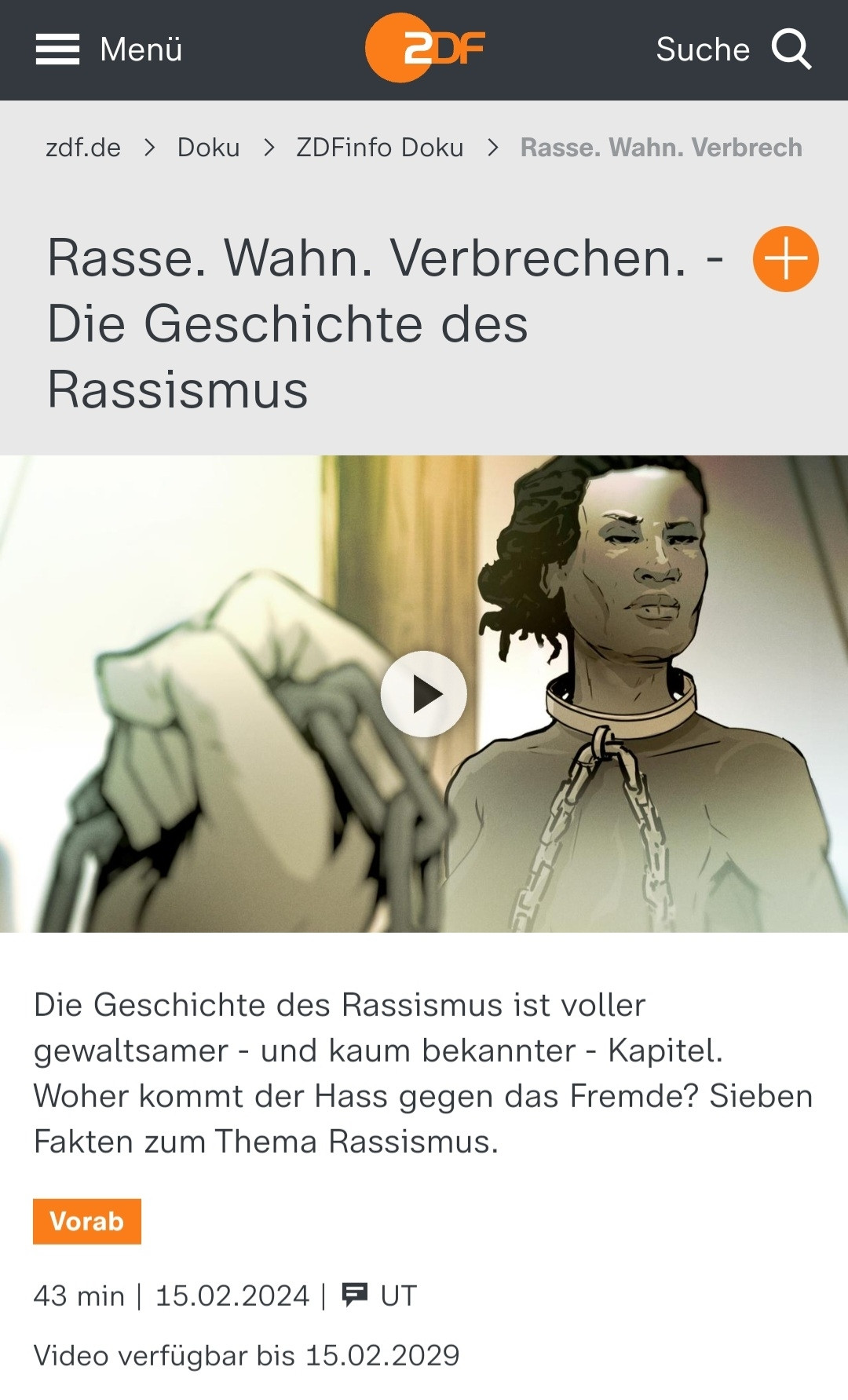 Eine super Dokumentation zum empfehlen:

Die Geschichte des Rassismus ist voller gewaltsamer - und kaum bekannter - Kapitel. Woher kommt...
https://www.zdf.de/dokumentation/zdfinfo-doku/rasse-wahn-verbrechen-die-geschichte-des-rassismus-100.html

#rassismus
#Rasse
#Fremdenfeindlichkeit
#hass
#Diskriminierung
#noafd
@zdfmagazin.bsky.social
@heuteshow.bsky.social