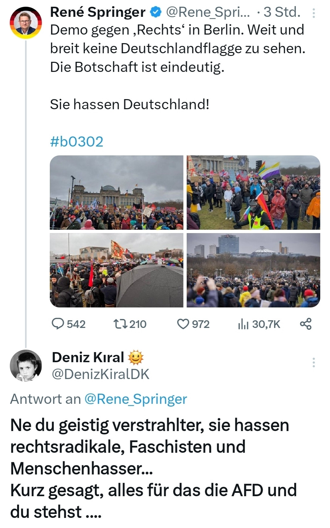 Ne du geistig verstrahlter, sie hassen rechtsradikale, Faschisten und Menschenhasser...
Kurz gesagt, alles für das die AFD und du stehst ....

#WirSindDieBrandmauer
#b0302
#noafd