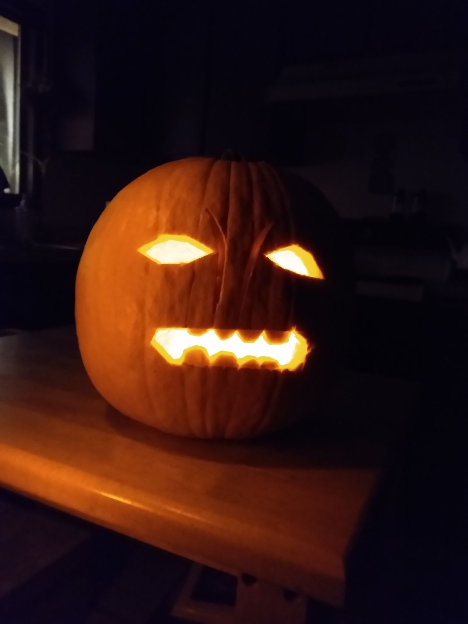 A pumpkin carved to look like the horrifying turnip