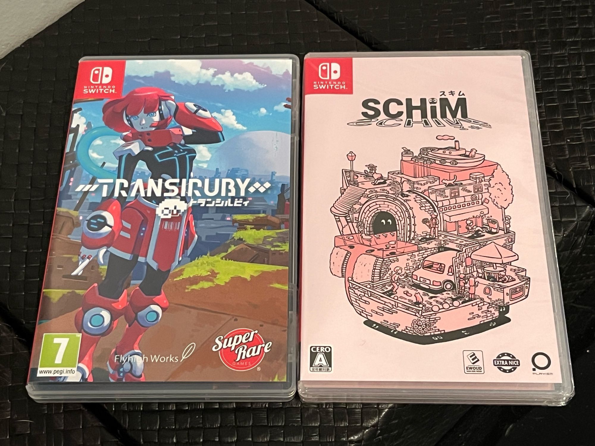 Transiruby for Switch (Super Rare Games release) and SCHiM for Switch (Playism release)