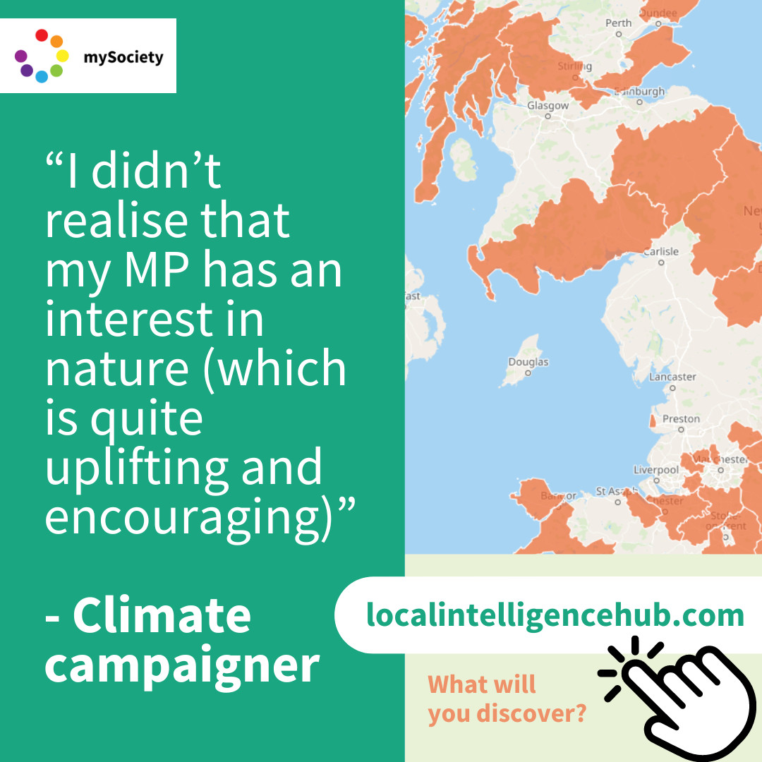 I didn't realise that my MP had an interest in nature (which is quite uplifting and encouraging) - Climate campaigner