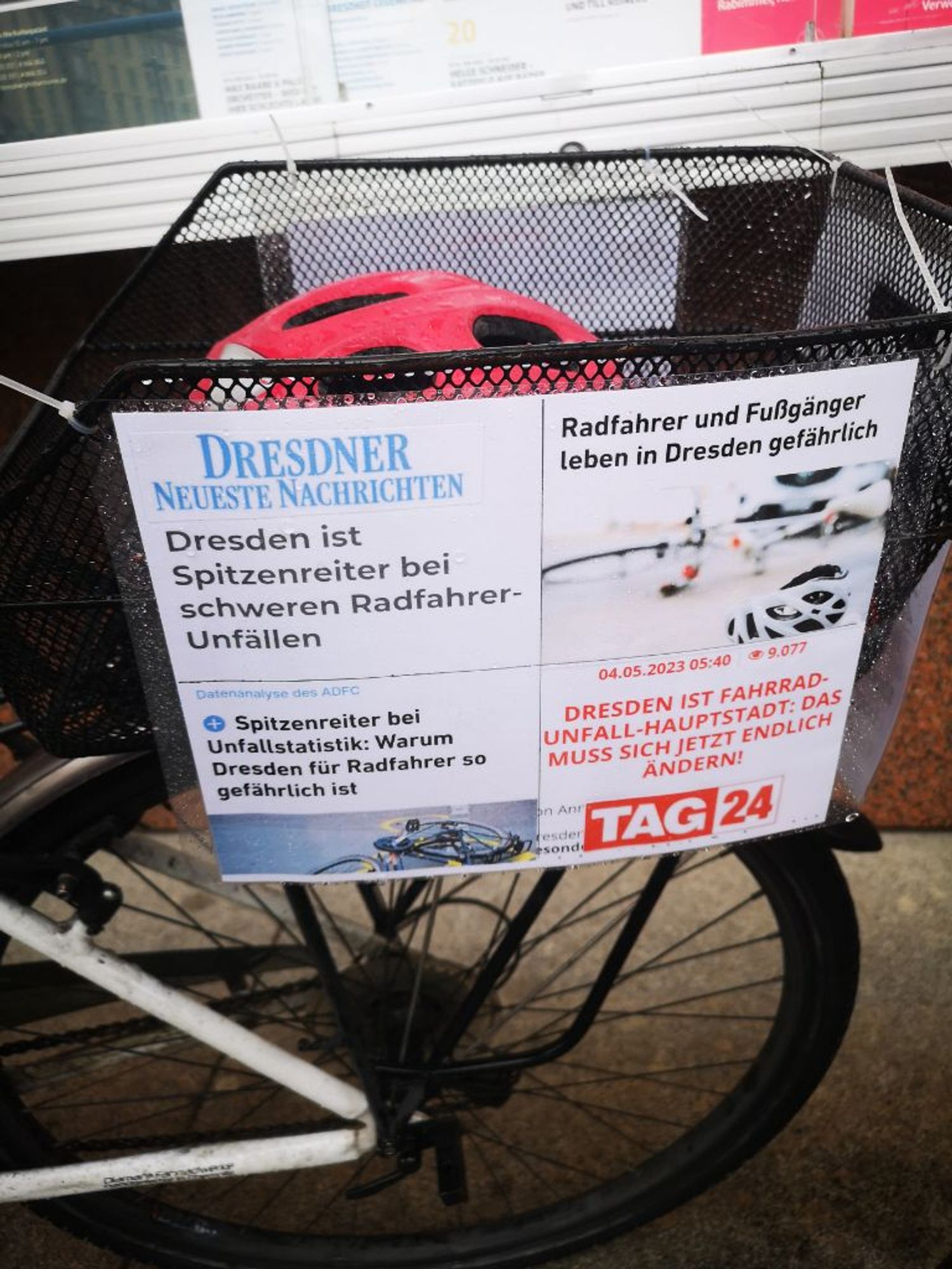 Pressetitel zur Gefährdungslage im Verkehr in Dresden