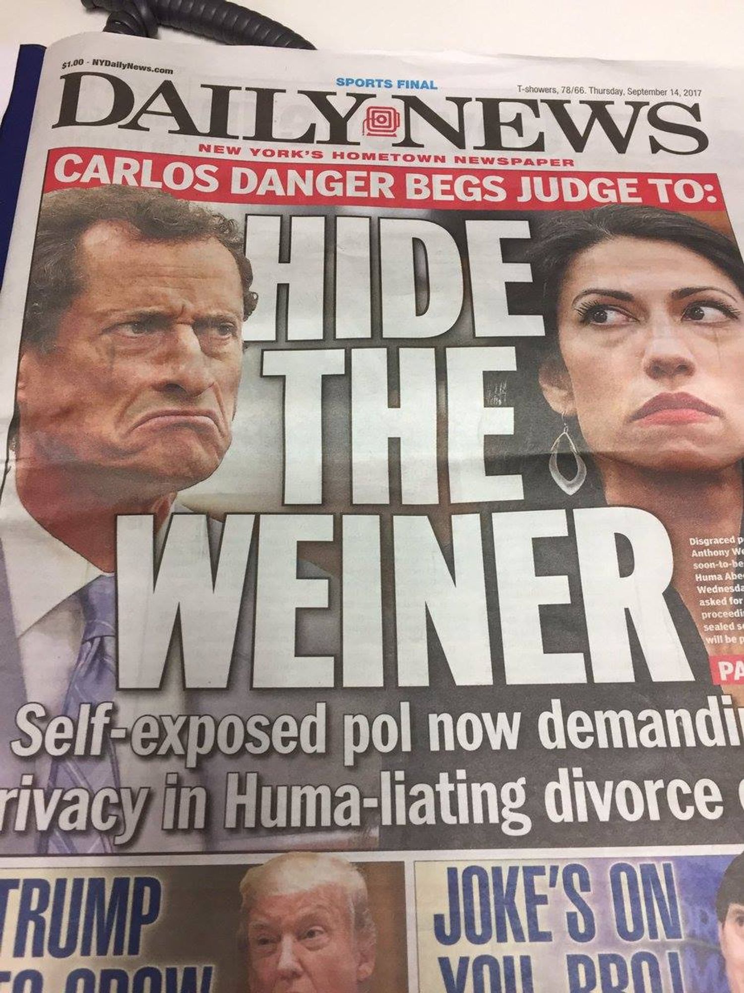 #AnthonyWeiner admitted to having "crushed the aspirations" of #HumaAbedin who well could be president today had the rabid #Zionist supporter of #ApartheidIsrael not blown up his own candidacy for mayor of #NewYorkCity in 2013 when he was leading...