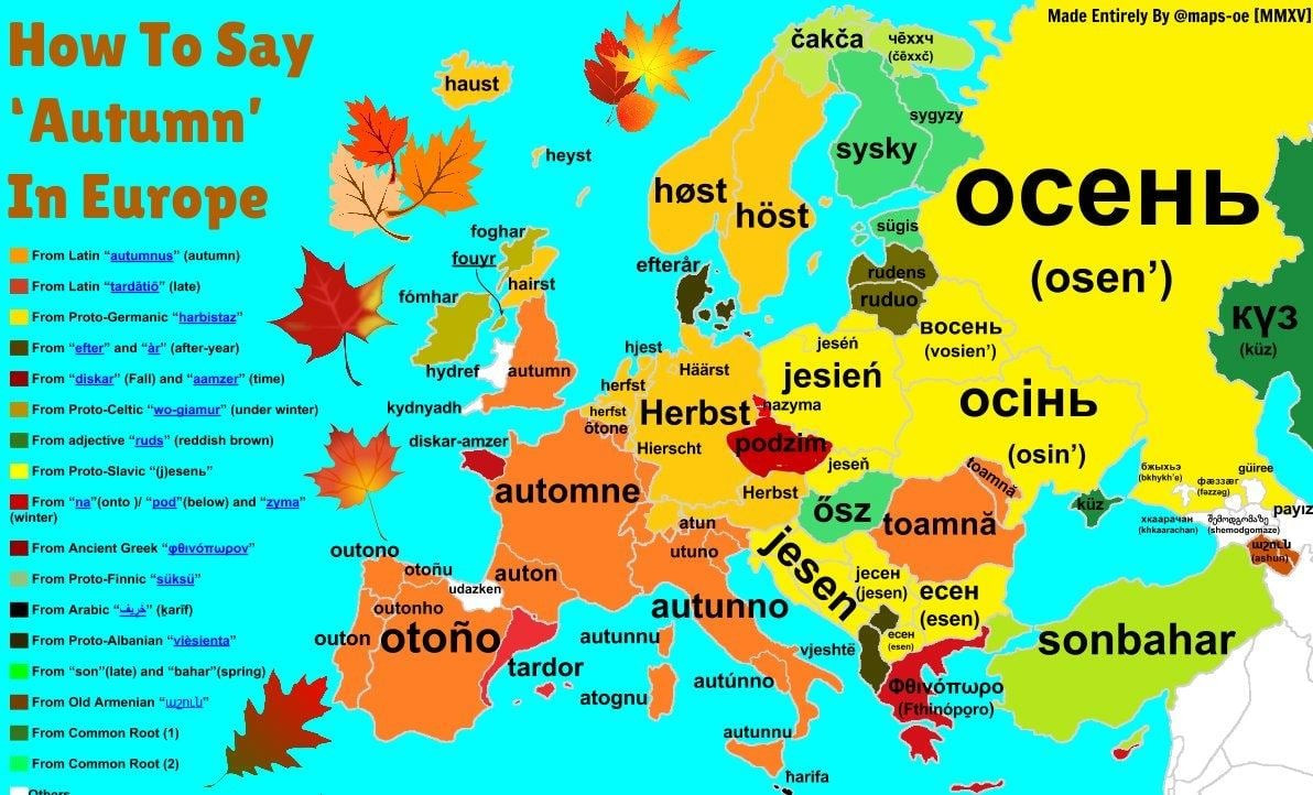 'autumn' in European languages