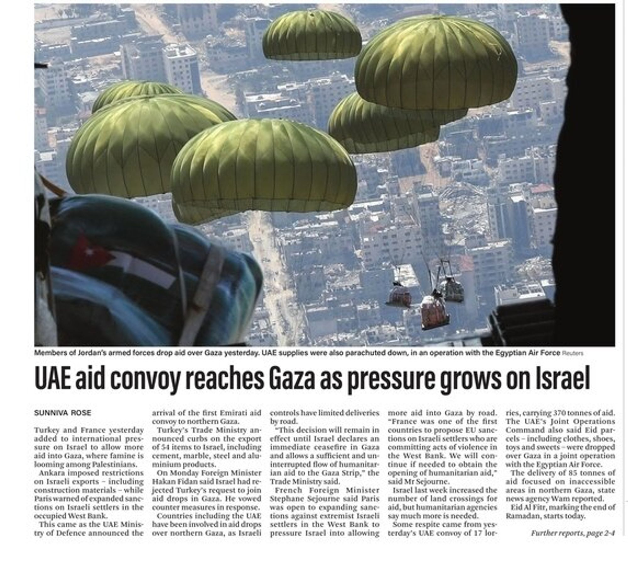 "UAE aid convoy reaches Gaza as pressure grows on Israel"~the National (Abu Dhabi, 4.10.24)