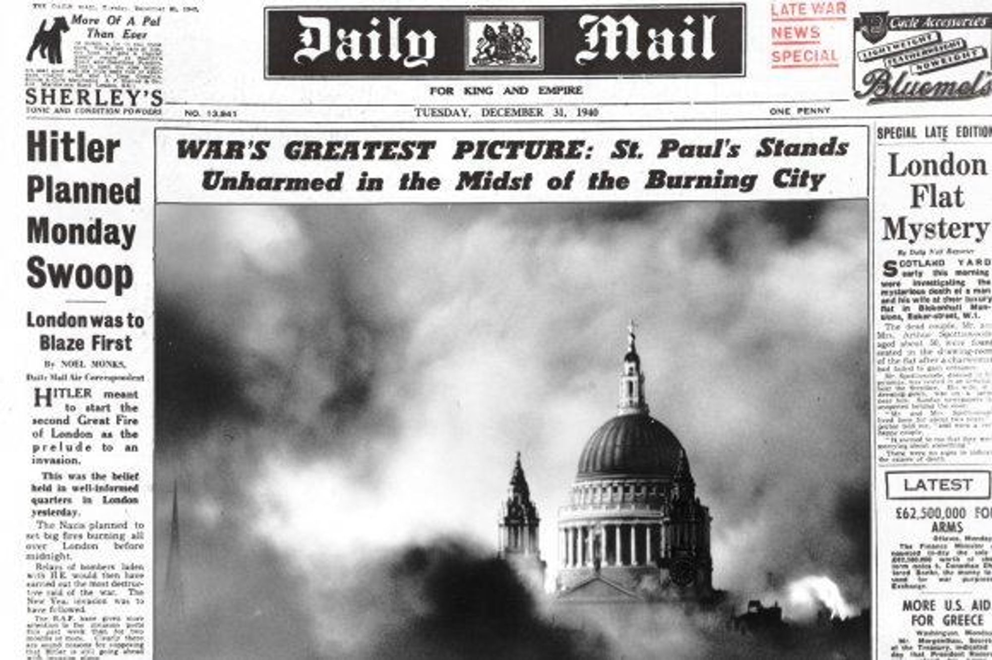 #OnThisDay in 1940, German #Luftwaffe bombs struck the dome of St. Paul's but Sir Christopher Wren's masterpiece survived & the cathedral become a symbol of #London & British resolve to #Resist Nazi Germany in World War II at the height of the Blitz... 

https://www.history.com/this-day-in-history/st-pauls-cathedral-bombed