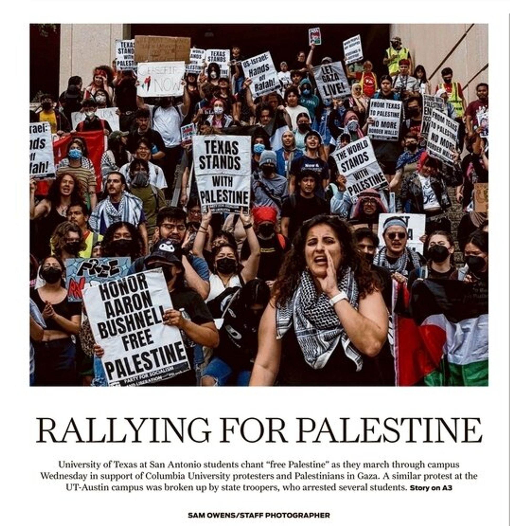 "Rallying for Palestine"~San Antonion Express-News (4.25.24)