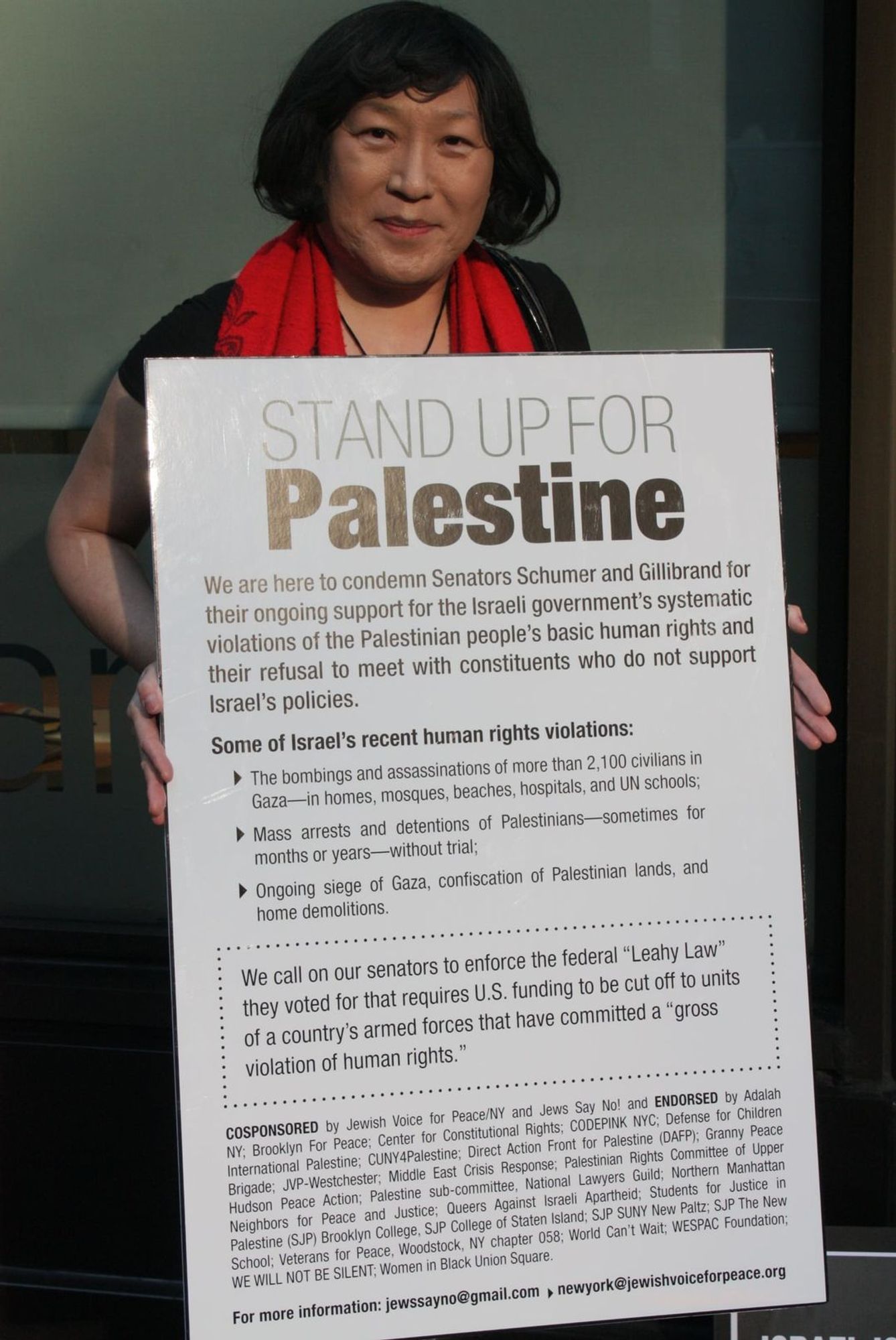 I joined Jewish Voice for Peace (@jvplive), JVP NYC (@jvpliveNY), Adalah-NY & NYC Queers Against Israeli Apartheid to protest at the Sen. Chuck Schumer & Sen. Kirsten Gillibrand's support for #ApartheidIsrael's #genocide in #Gaza eight years ago today (10.6.14)