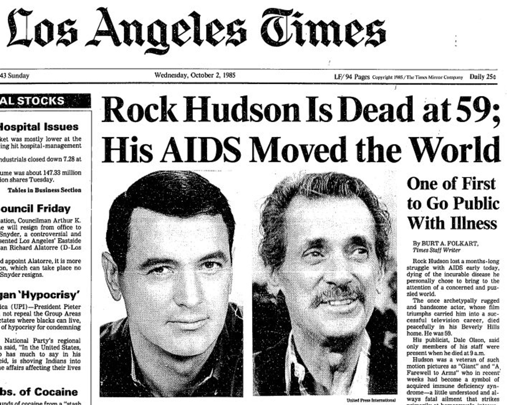 #RockHudson announced that he had #AIDS #OnThisDay in 1985; the epitome of Hollywood heteronormativity didn't feel he could be openly gay but his courageous acknowledgement of his diagnosis stunned the world & began a process of public education re #HIV/AIDS early in the crisis when it was still a big taboo; he was the first big celebrity to acknowledge his AIDS diagnosis & sadly, he would die only two months later at the age of 59...