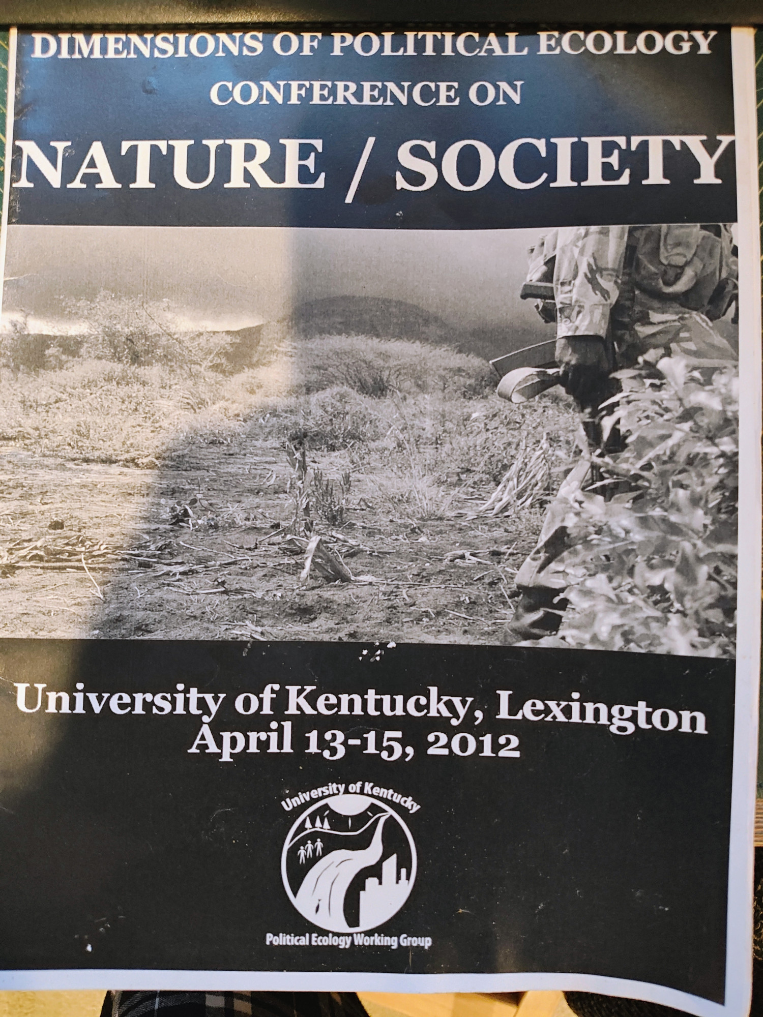 The cover of the program for the second Dimensions of Political Ecology conference held at the University of Kentucky in 2012.