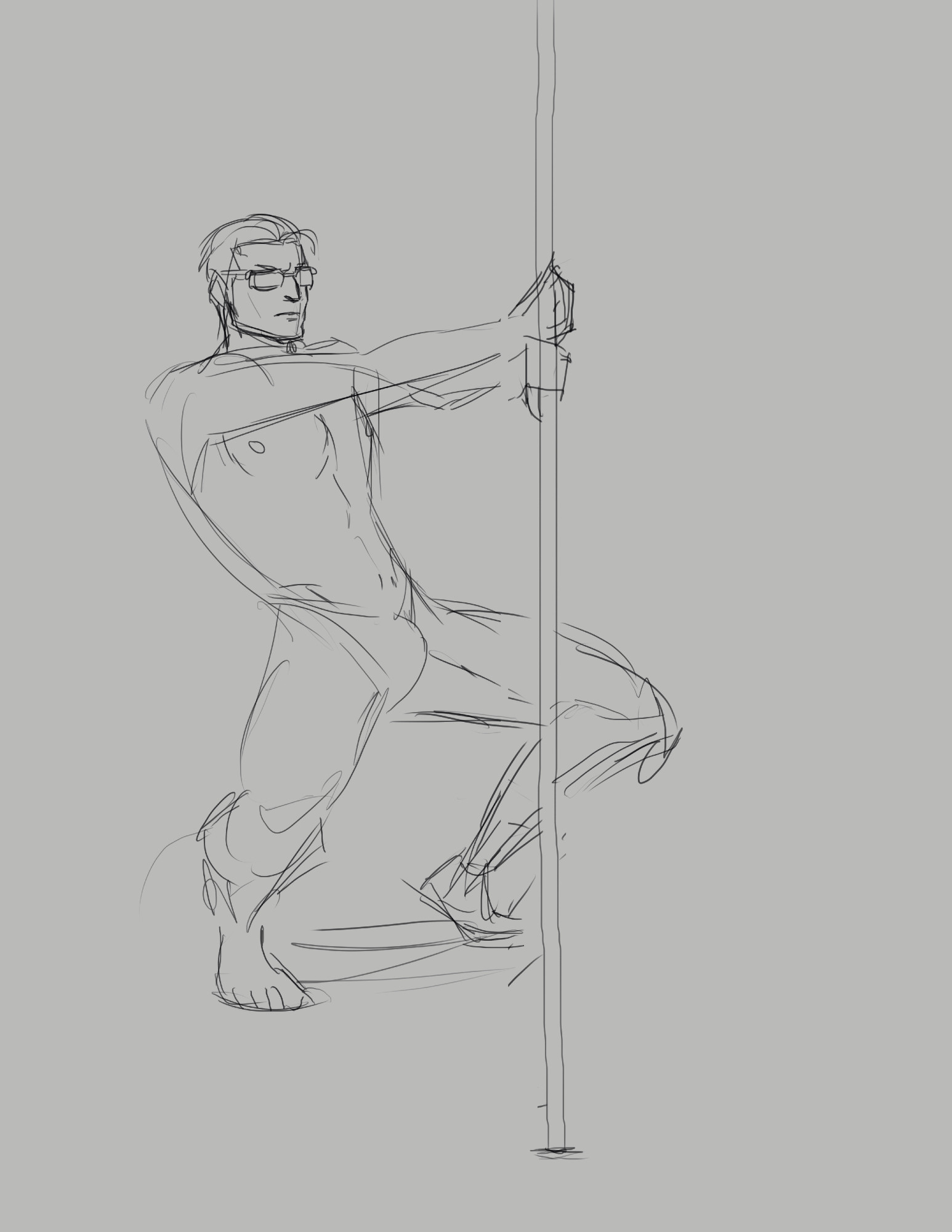 Albert Wesker in a g string pole dance thrusting at the pole