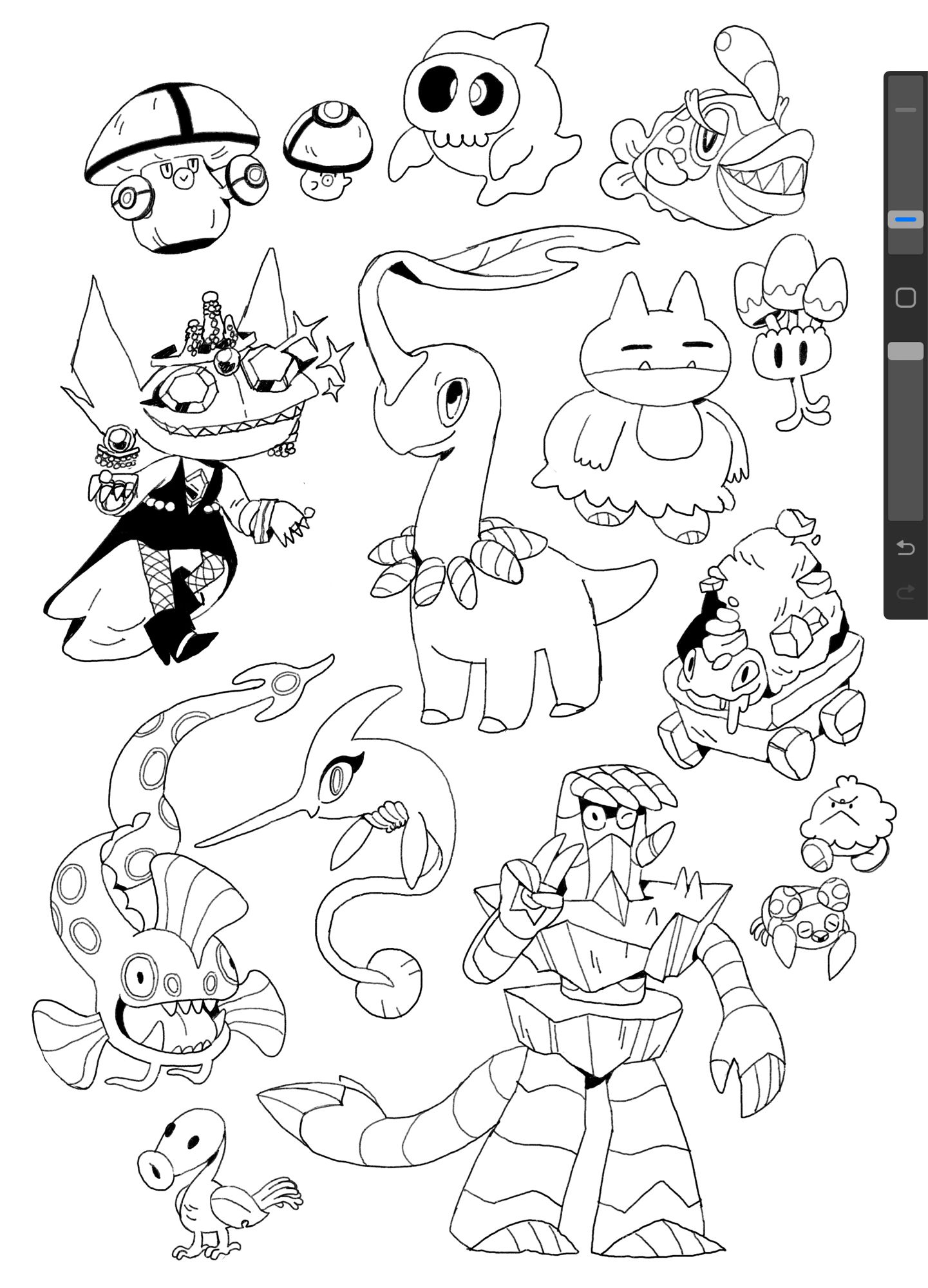 sketches of some pokémon