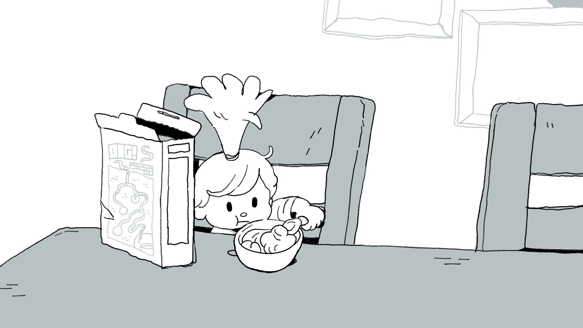 The Goose eating some cereal.