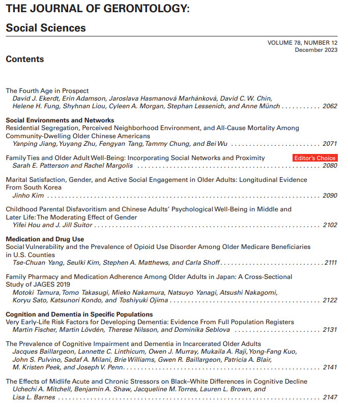 This image shows the contents page for JGSS Volume 78, Issue 12 on a white background with black text. The Editor's Choice article is denoted with a red box and white text.