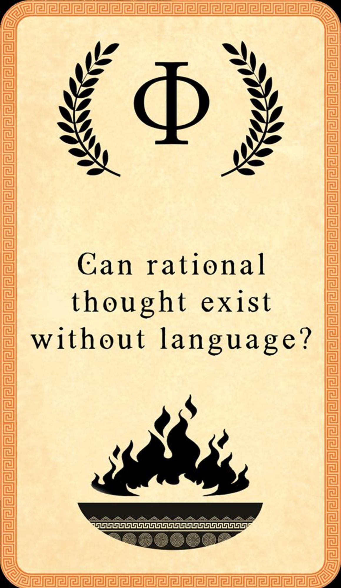 Game card from Symposium: "Can rational thought exist without language?"