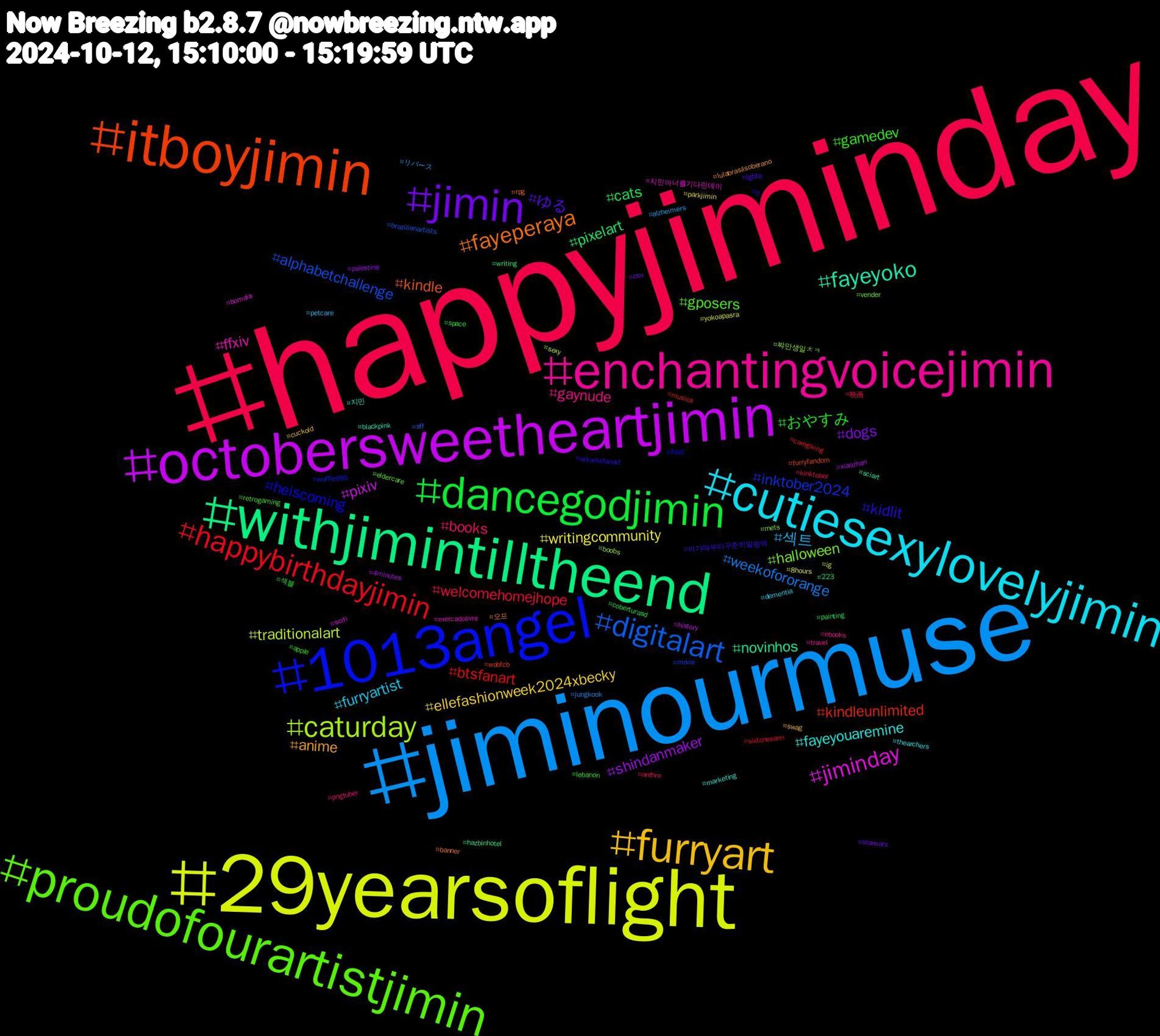 Hashtag Cloud; its hashtagged words/phrases (sorted by weighted frequency, descending):  happyjiminday, jiminourmuse, 29yearsoflight, octobersweetheartjimin, withjimintilltheend, itboyjimin, 1013angel, proudofourartistjimin, enchantingvoicejimin, cutiesexylovelyjimin, furryart, jimin, dancegodjimin, happybirthdayjimin, digitalart, caturday, jiminday, fayeyoko, fayeperaya, kidlit, gamedev, books, 섹트, writingcommunity, shindanmaker, pixelart, kindleunlimited, inktober2024, halloween, ffxiv, fayeyouaremine, anime, ゆる, おやすみ, welcomehomejhope, weekofororange, traditionalart, pixiv, novinhos, kindle, heiscoming, gposers, gaynude, furryartist, ellefashionweek2024xbecky, dogs, cats, btsfanart, alphabetchallenge, 쨔만생일ㅊㅋ, 지민아너를기다린데이, 지민, 오프, 아기때부터꾸준히말랑떡, 섹블, 映画, リバース, yokoapasra, xiaozhan, writing, wobfcb, waffle995, vender, travel, thearchers, swag, starwars, space, sixtonesann, sff, sexy, scifi, sciart, rpg, rj, retrogaming, pngtuber, petcare, parkjimin, palestine, painting, musica, movie, mets, mercadolivre, marketing, lulabrasilsoberano, lgbtq, lebanon, kinktober, jungkook, ig, history, hazbinhotel, furryfandom, food, eldercare, ebooks, dementia, cuckold, csu, coberturasd, caregiving, brazilianartists, boobs, bomdia, blackpink, banner, arkanisfanart, apple, anthro, alzheimers, 8hours, 4minutes, 223