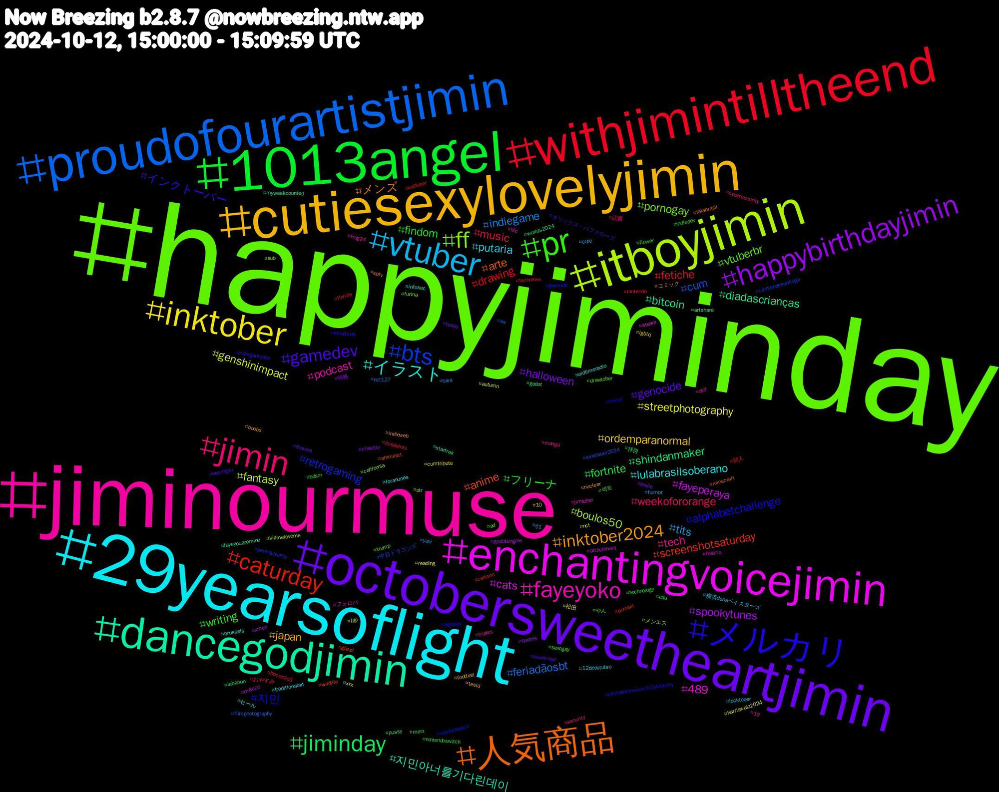 Hashtag Cloud; its hashtagged words/phrases (sorted by weighted frequency, descending):  happyjiminday, jiminourmuse, 29yearsoflight, cutiesexylovelyjimin, octobersweetheartjimin, 1013angel, withjimintilltheend, proudofourartistjimin, itboyjimin, enchantingvoicejimin, dancegodjimin, 人気商品, メルカリ, pr, jimin, vtuber, inktober, happybirthdayjimin, jiminday, caturday, bts, ff, fayeyoko, イラスト, inktober2024, gamedev, フリーナ, music, indiegame, genshinimpact, fayeperaya, diadascrianças, anime, 지민, vtuberbr, tech, putaria, ordemparanormal, halloween, fortnite, drawing, cum, boulos50, 489, 지민아너를기다린데이, メンズ, インクトーバー, writing, weekofororange, tits, streetphotography, spookytunes, shindanmaker, screenshotsaturday, retrogaming, pornogay, podcast, lulabrasilsoberano, japan, genocide, findom, fetiche, feriadãosbt, fantasy, cats, bitcoin, arte, alphabetchallenge, 섹트, 読書, 横浜denaベイスターズ, 松田, 時報, 拝啓, 個人, 中日ドラゴンズ, メンエス, フォロバ, セール, コミック, オリックス・バファローズ, やん, おやすみ, yaoi, xxx, xmen, worlds2024, wildlife, vendadepack, trump, triples, traditionalart, tesla, tesao, technology, technews, sw, sub, steam, startrek, sptv, smallweb, sexogay, security, rj1, reading, quotes, pussy, portrait, pennsylvania, otr, otd, oldtimeradio, nuclear, novelmber, nintendoswitch, nintendo, nct127, nct, méxico, myweekcounted, minecraft, metal, merz, manga, locktober, lgbtq, leslie, lebanon, koftober, kinktober2024, killmeloveme, jimtober, infosec, indieweb, indiegamedev, indiedev, ibispaintx, humor, harriswalz2024, godotengine, godot, ghost, gaynude, furina, frog24, foranunes, football, flowers, flower, florida, filmphotography, fgo, festrio, fayeyouaremine, falabrasil, ellefashionweek2024xbecky, drawtober, cybersecurity, cute, cumtribute, chastity, cdu, cartoon, caminodesantiago, california, btc, brussels, boobs, beomgyu, bdsm, bbcradio3, bara, autumn, attachment, artshare, animeart, ageplay, ad, 19, 12deoutubro, 10