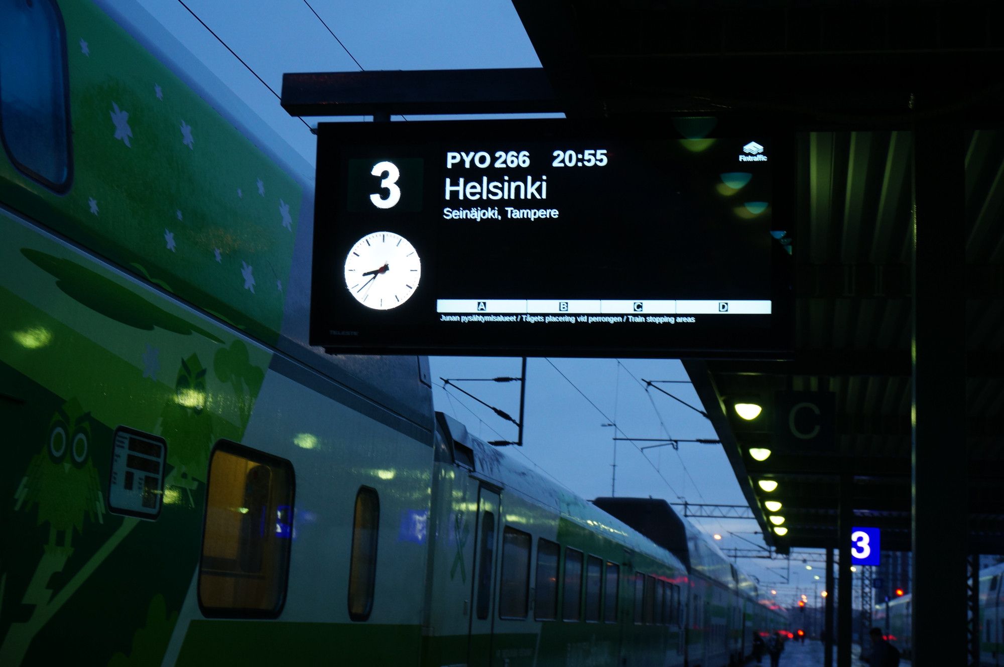 Night train from Oulu to Helsinki