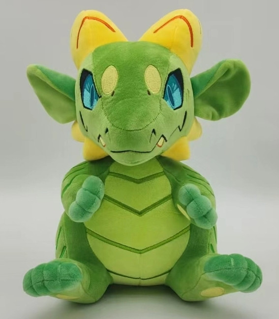 Green kobold plush from the front