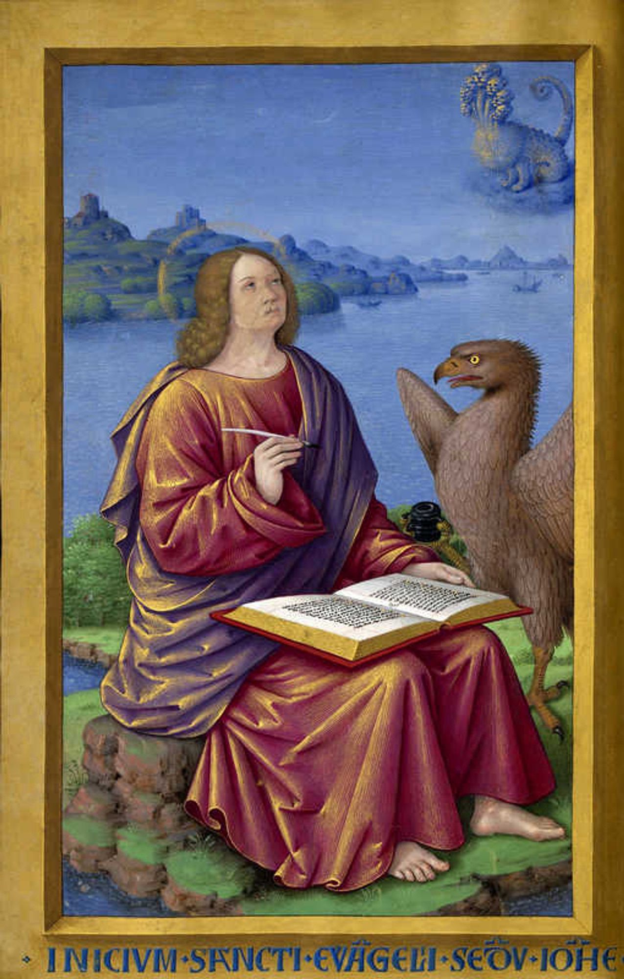 A miniature of St John the evangelist by Jean Bourdichon from the Grandes Heures of Anne of Brittany (Queen Consort of France, 1477-1514).