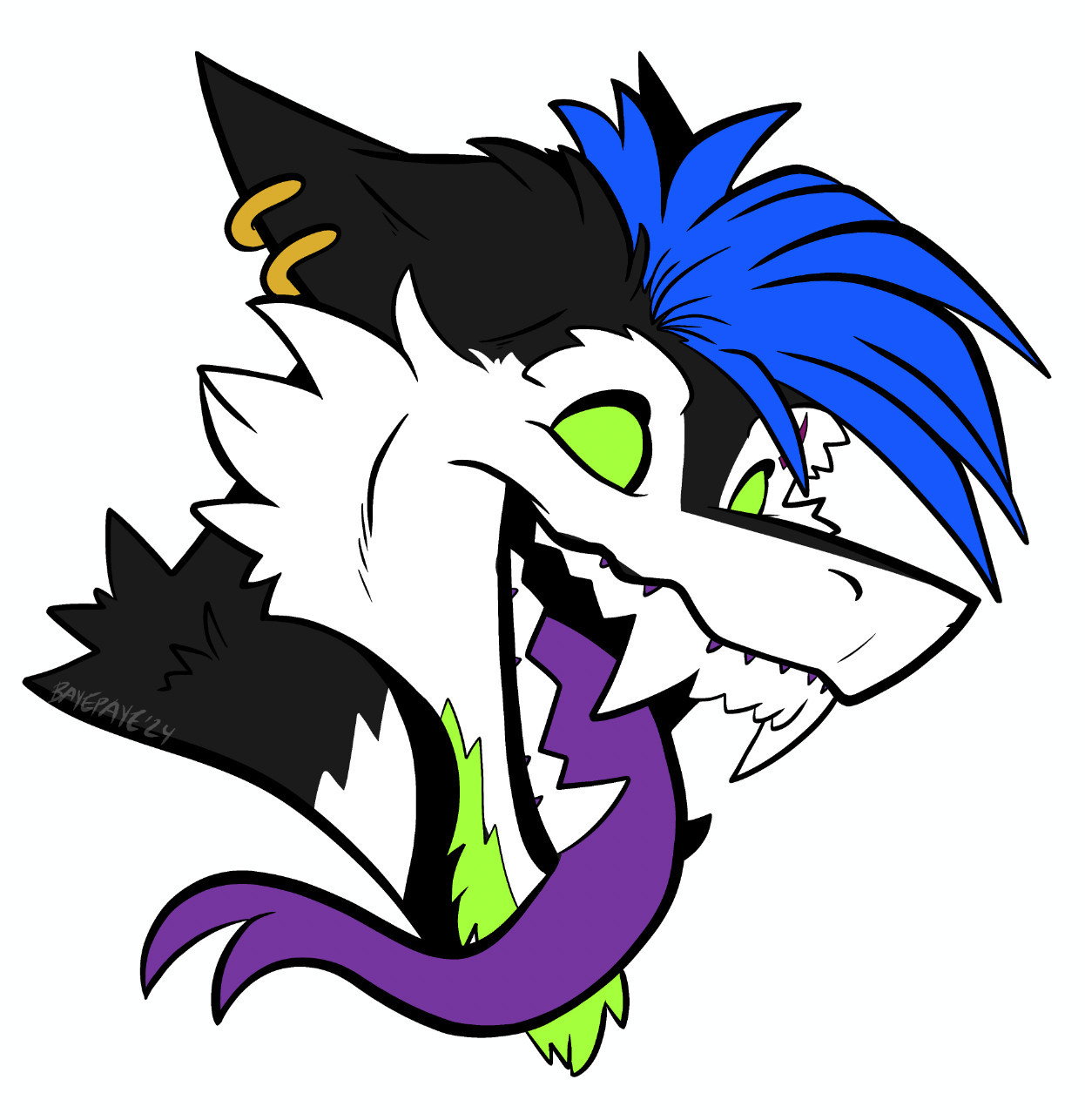 commission for zvorkweresergal.bsky.social of their sergal character, long purple tongue and big teeth!