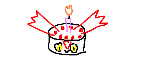 Post-transformation image of a Latias turned into a cake.