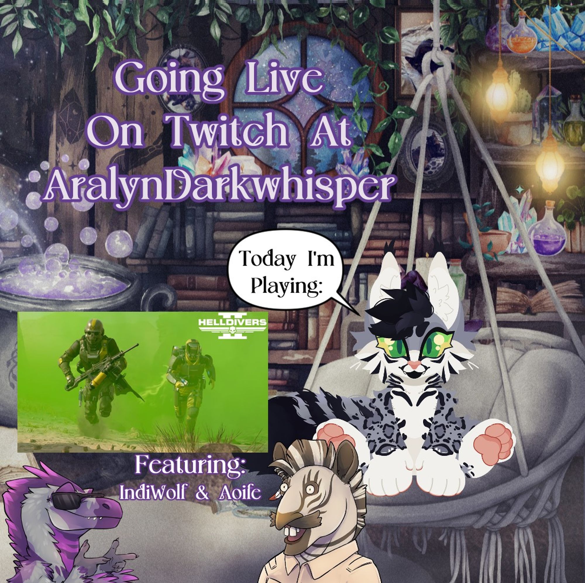 Going Live On Twitch At AralynDarkwhisper

Today I'm Playing: Helldivers 2

Featuring: IndiWolf & Aoife