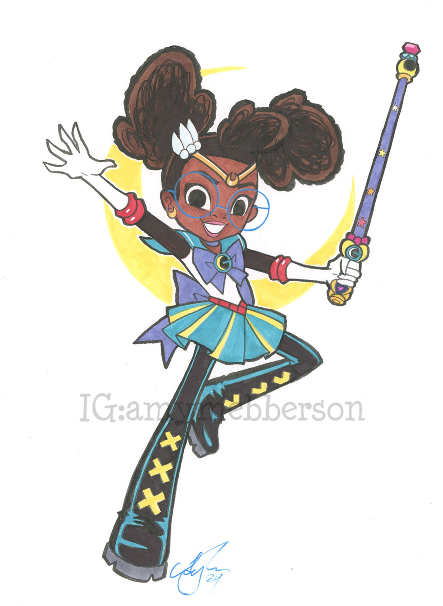 Lunella de Lafayette (Moon Girl) as a Sailor Scout!