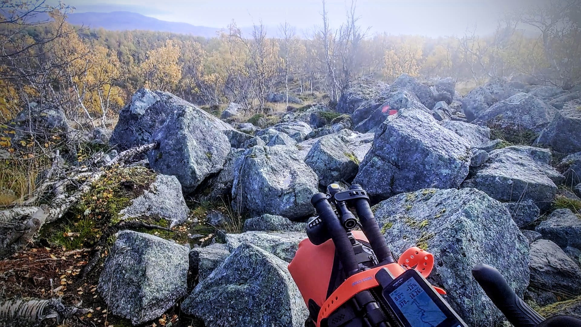 Photo of my bicycle in quite a rocky terrain.