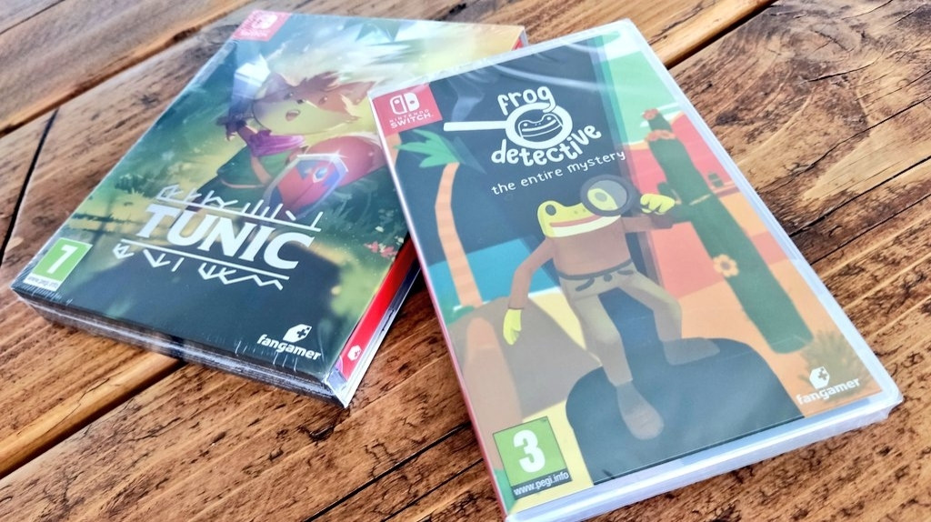 Physical copies of Tunic and Frog Detective for the Nintendo Switch