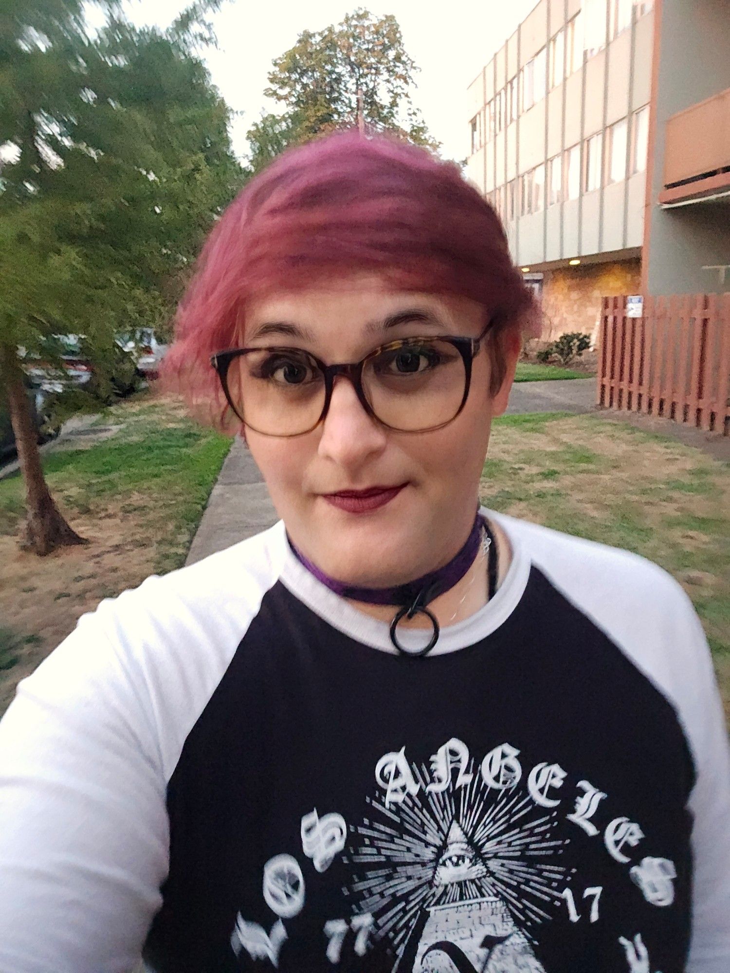 Lila looking absolutely stunning in a black and white 3/4 tee, color, glasses, and makeup