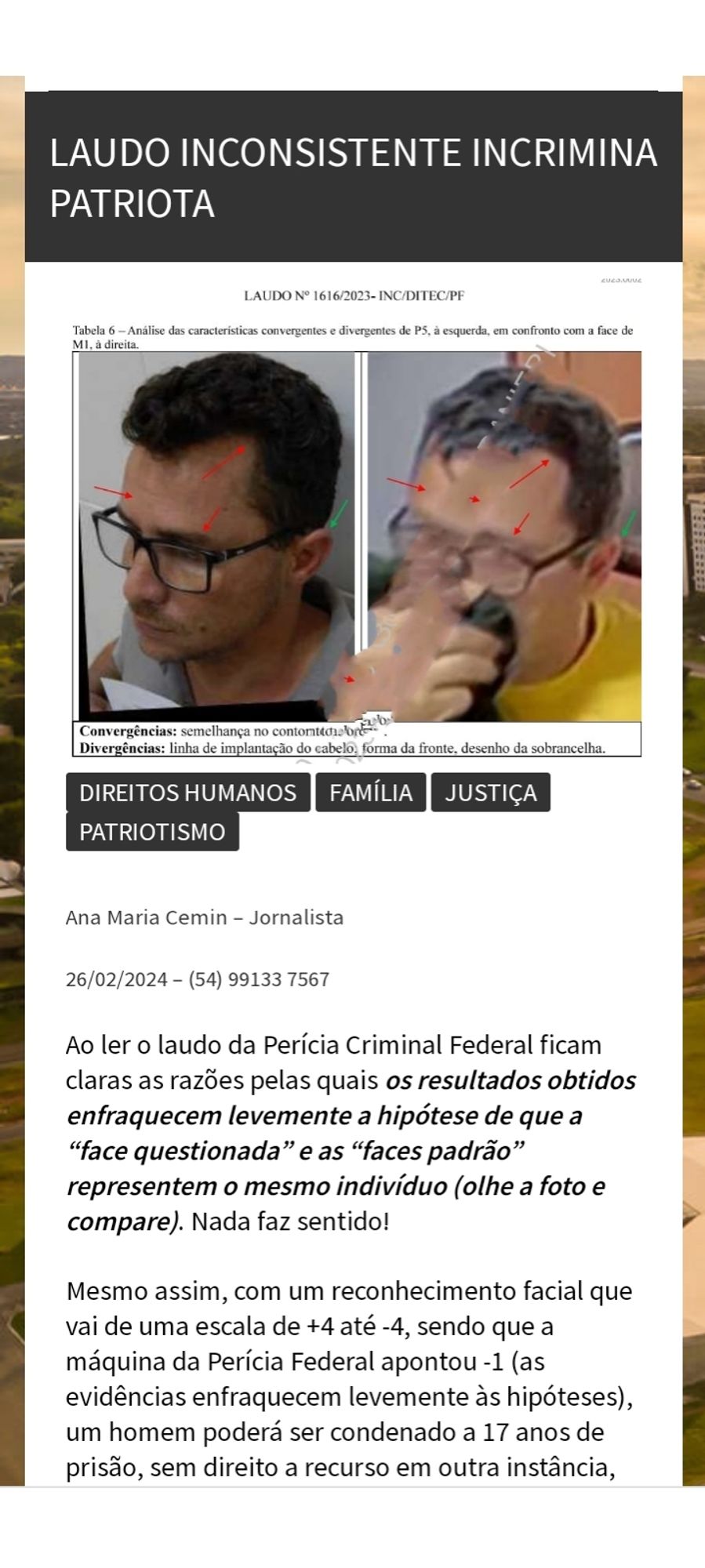 Laudo da Polícia Federal que incriminou Daniel Luciano Breasam.