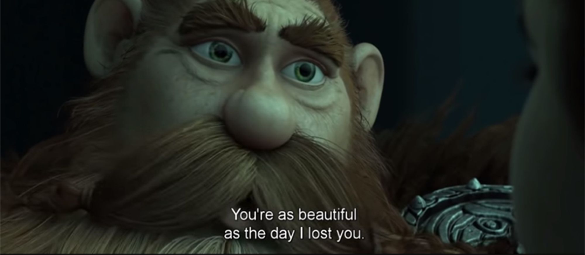 Meme from "How to Train Your Dragon 2." Stoic says "You're as beautiful as the day I lost you."