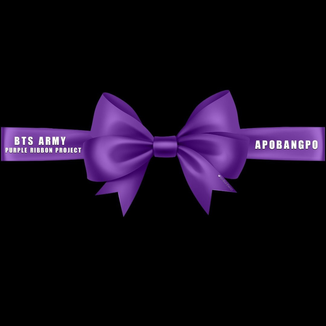 A photo of a purple ribbon in support of BTS by by BTS Army...