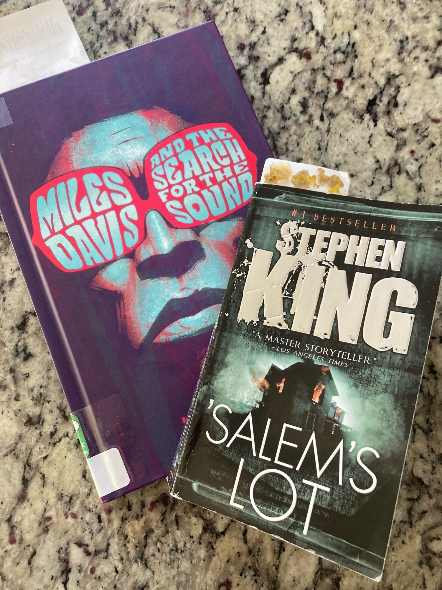 A picture of two books: salems lot by Stephen King and Miles Davis and the search for sound by Dave Chrisholm