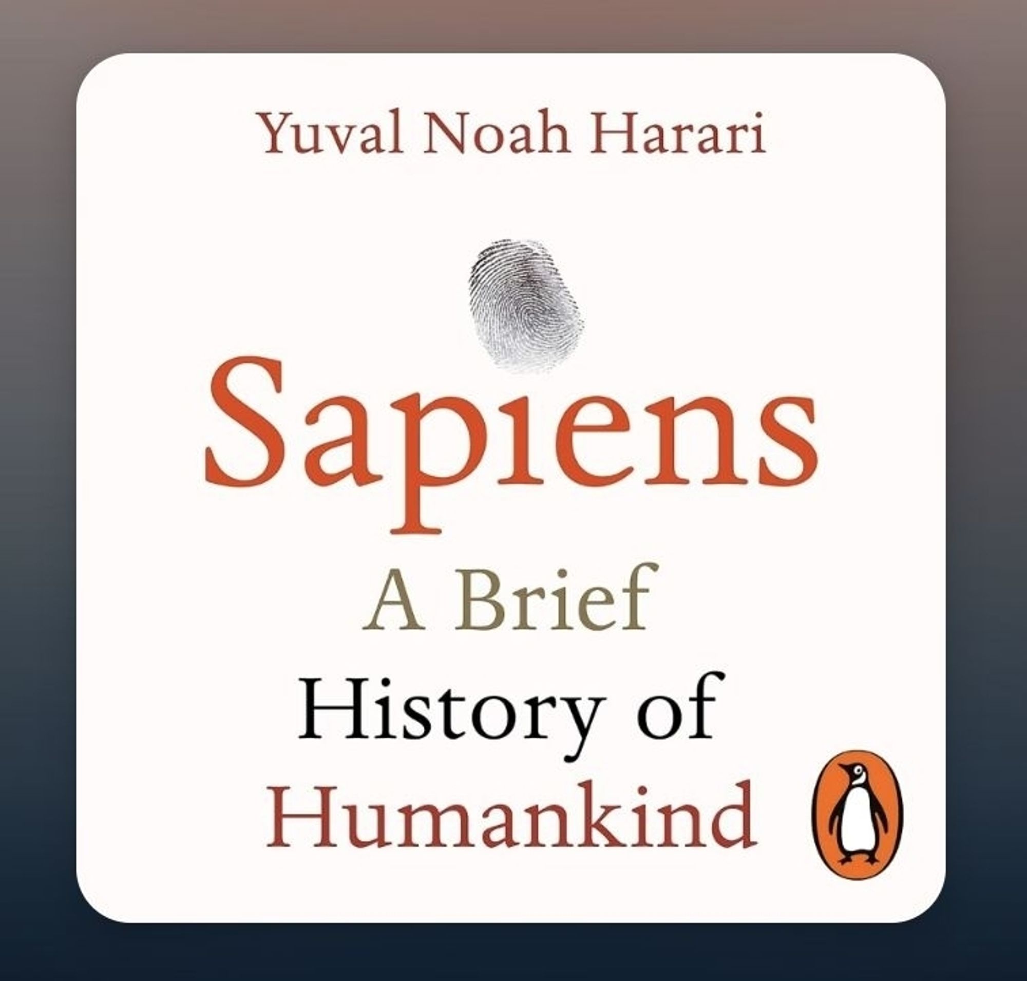 The image is cover of the book Sapiens by Yuval Noah Harari.