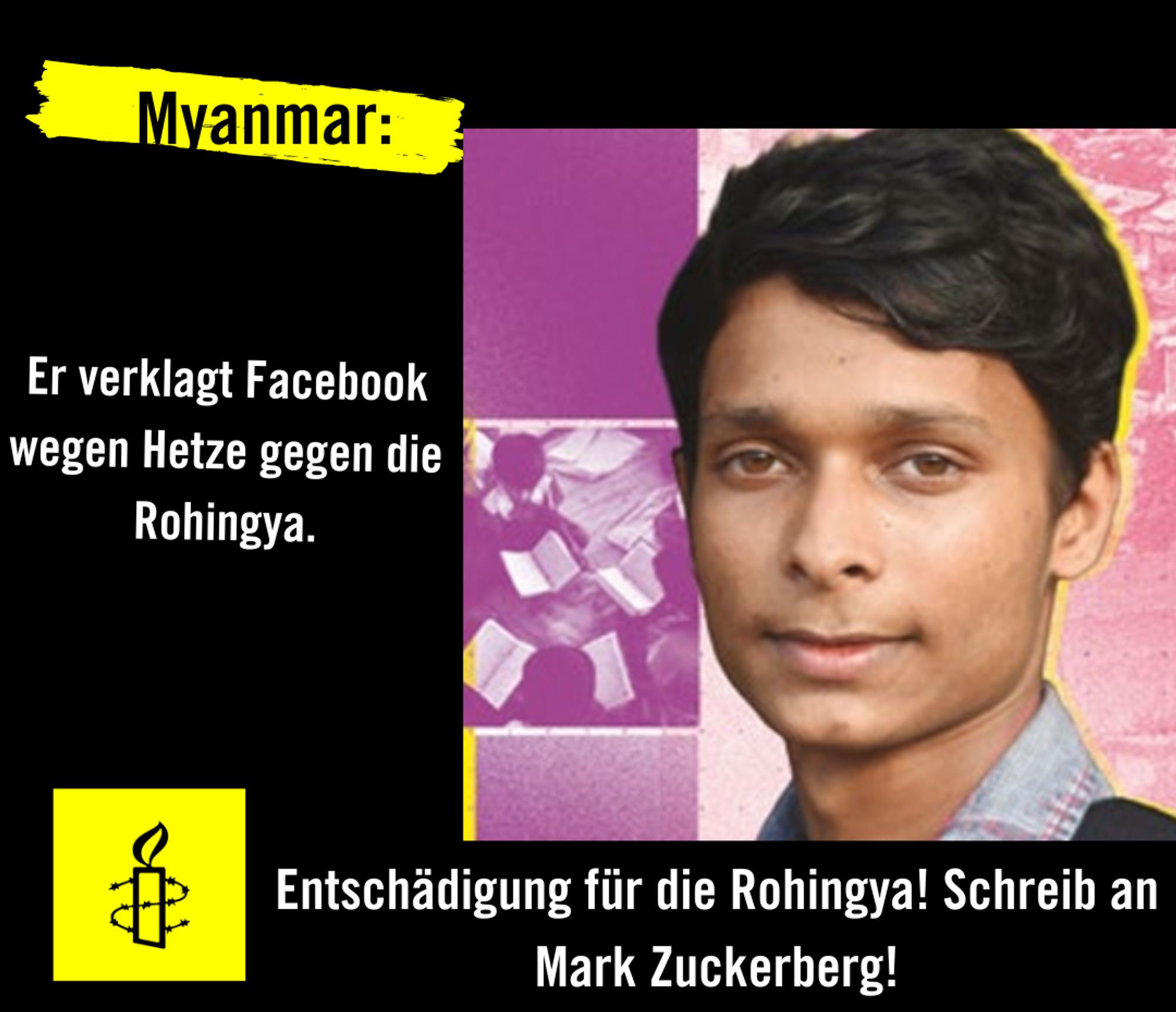 Entschädigung für die Rohingya! Schreib an Mark Zuckerberg! Amnesty-Briefmarathon-Fall 2023