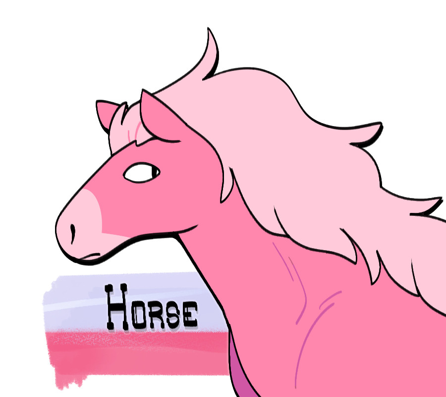 A headshot of Steven's Lion as a horse, aptly named Horse