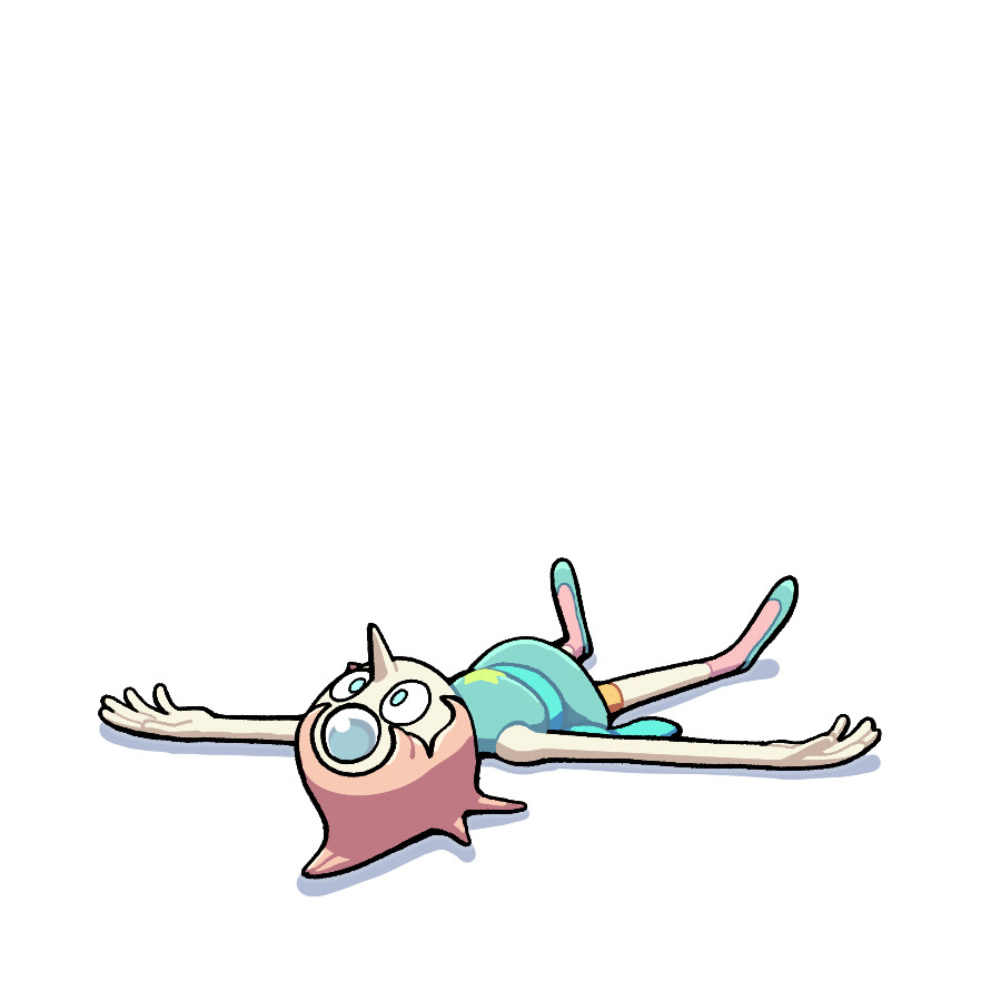 Pearl laying down, looking straight up into the void.