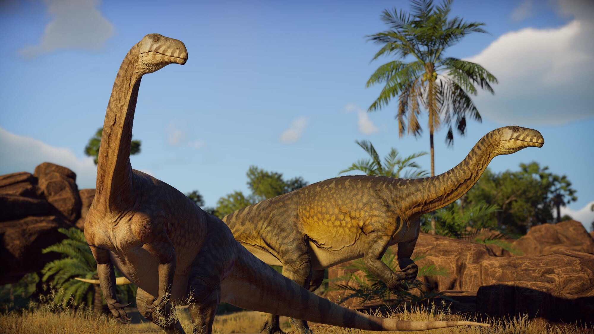 Two Plateosaurus - models from the video game Prehistoric Kingdom