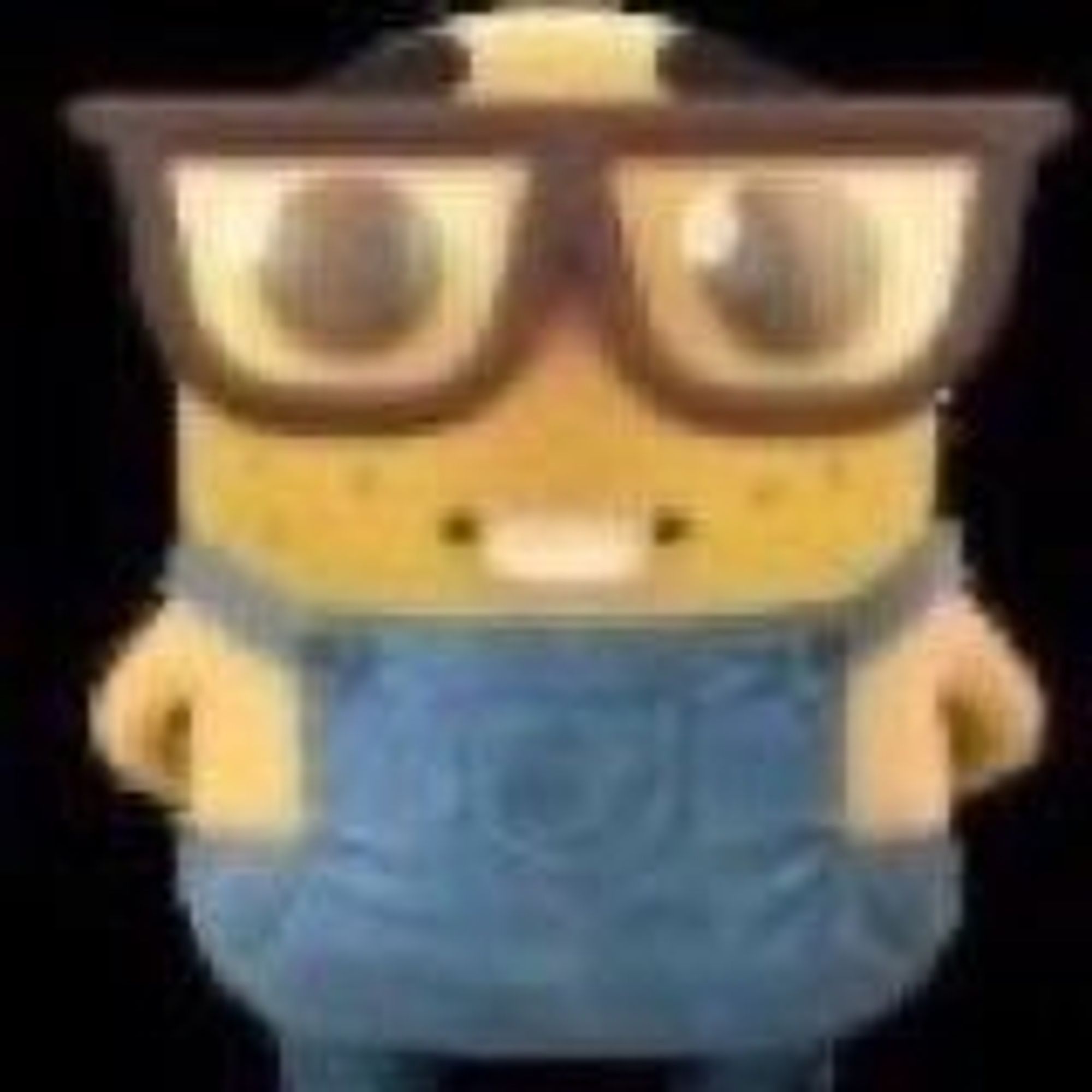 a very shitty quality meme of one of the disney minions with large glasses and his hands behind his back getting ready to info dump. The background is black.