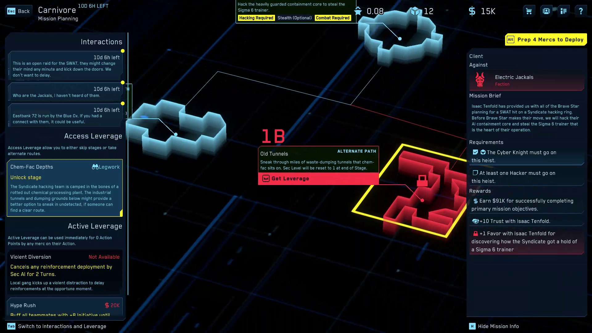 Heist planning from the safehouse lets you work your network of underworld contacts to gain leverage giving you advantages within the mission, choose and equip the right mercs for the job, and potentially unlock alternate stages to suit your preferred playstyle.