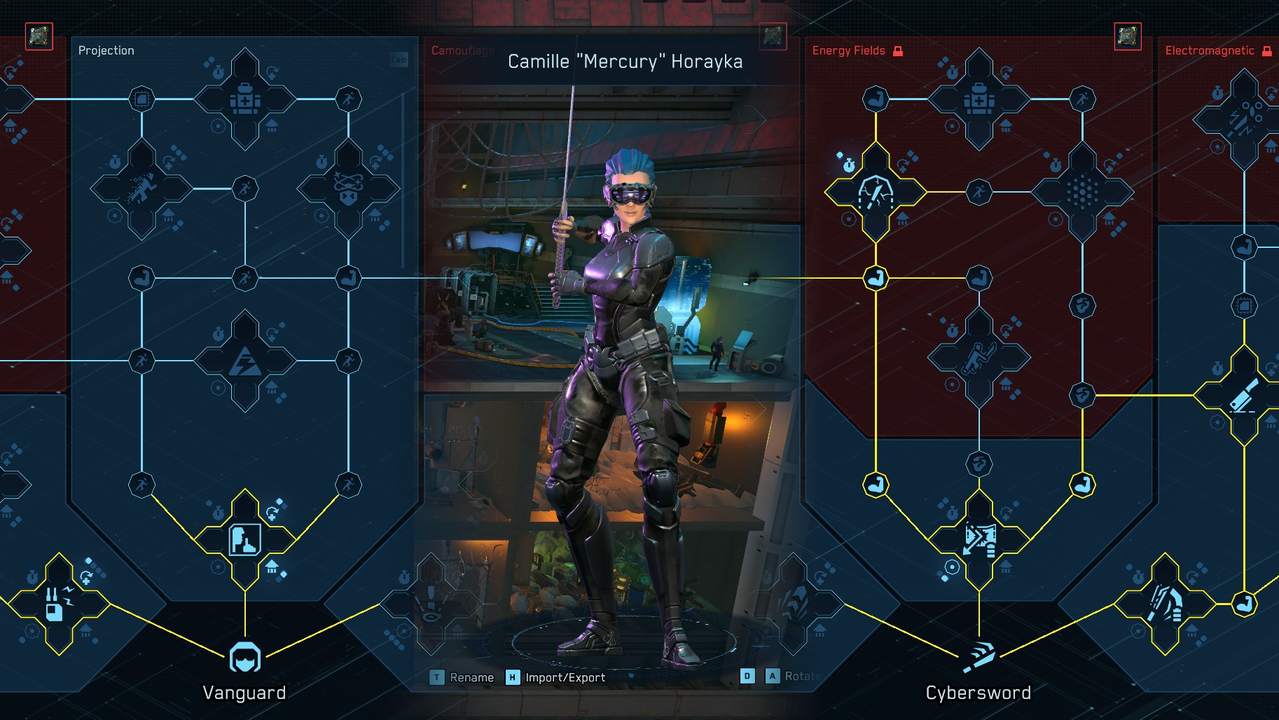 Deep talent trees and multiclassing combine with gear and cybernetics to create many possible character builds. (Extensive visual character customization is also available -- make each squad member entirely your own.)