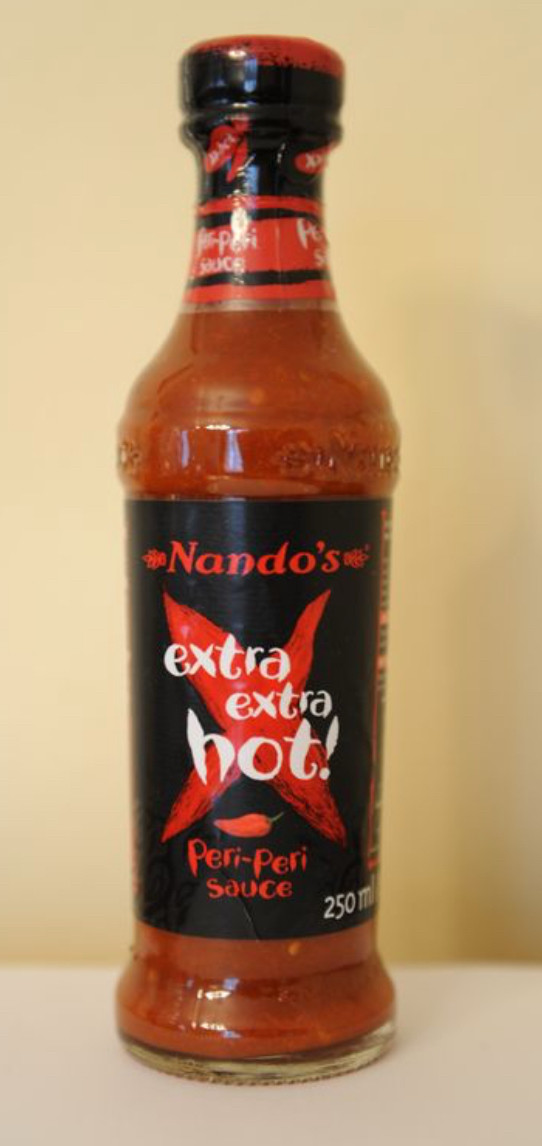 You will die if you play around with Nando’s Extra Extra Hot Sauce. Image of the bottle. 
