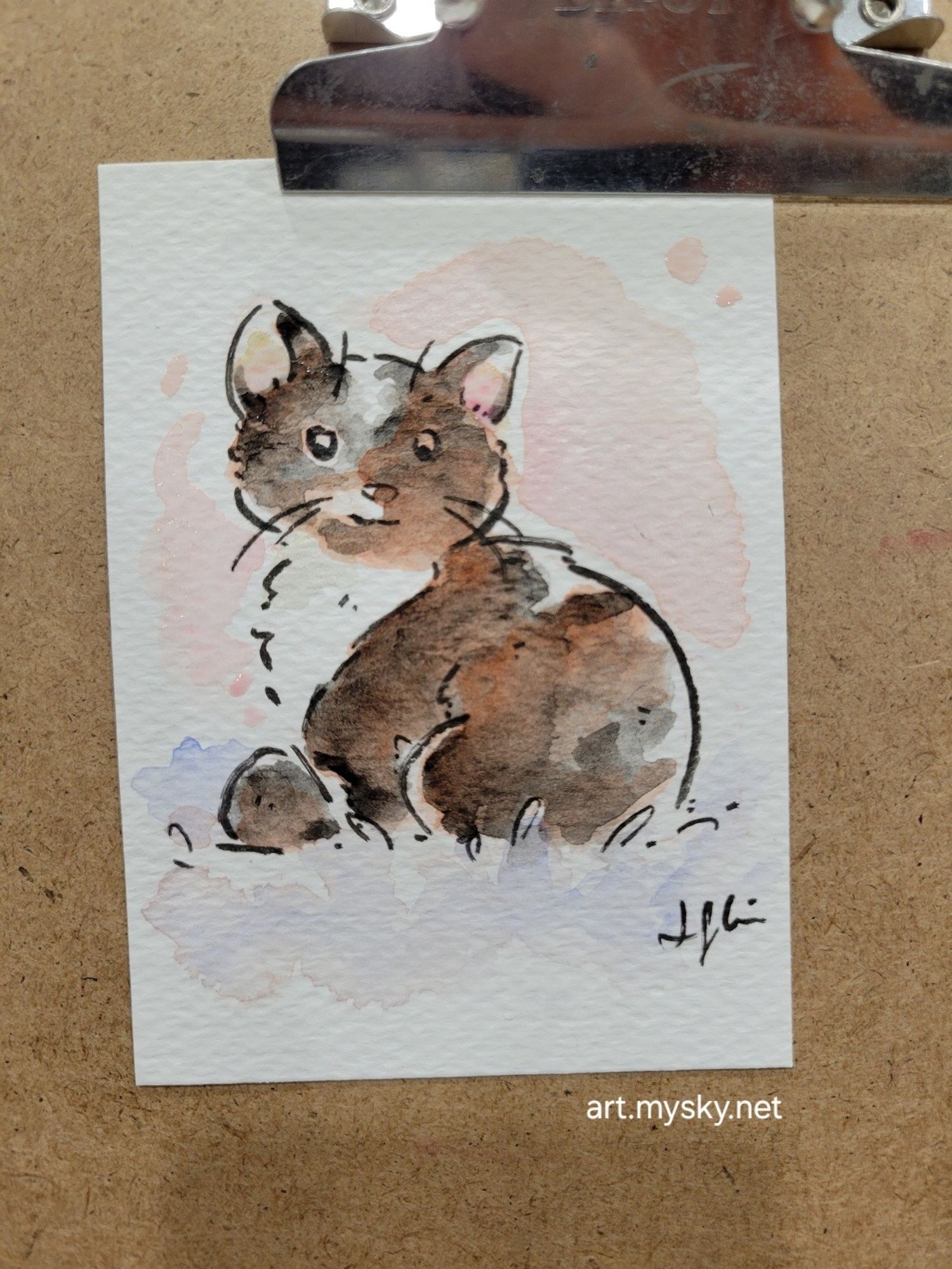 Tiny painting of a tuxedo cat ❤️