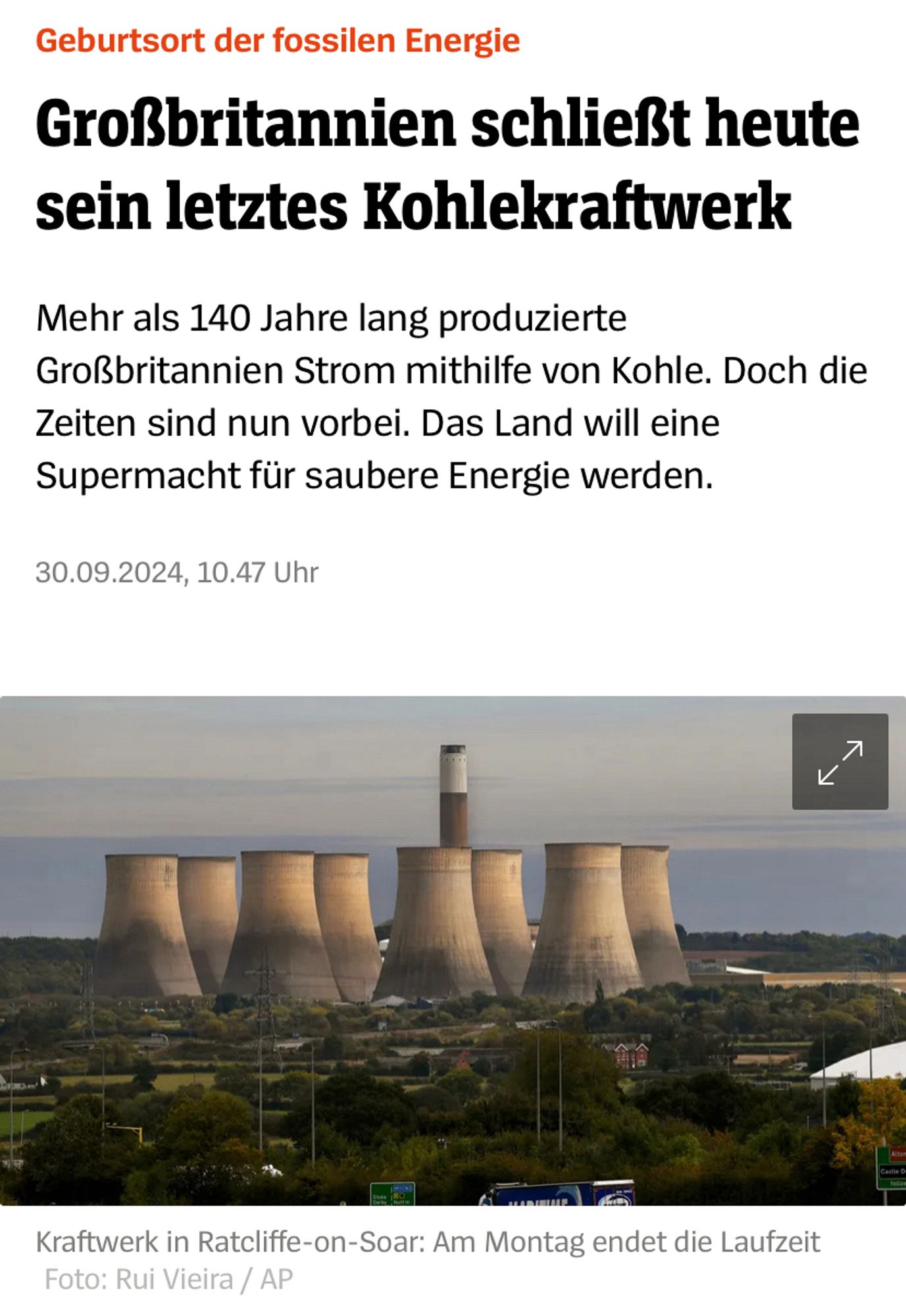 GB schließt das letzte Kohle Kraftwerk