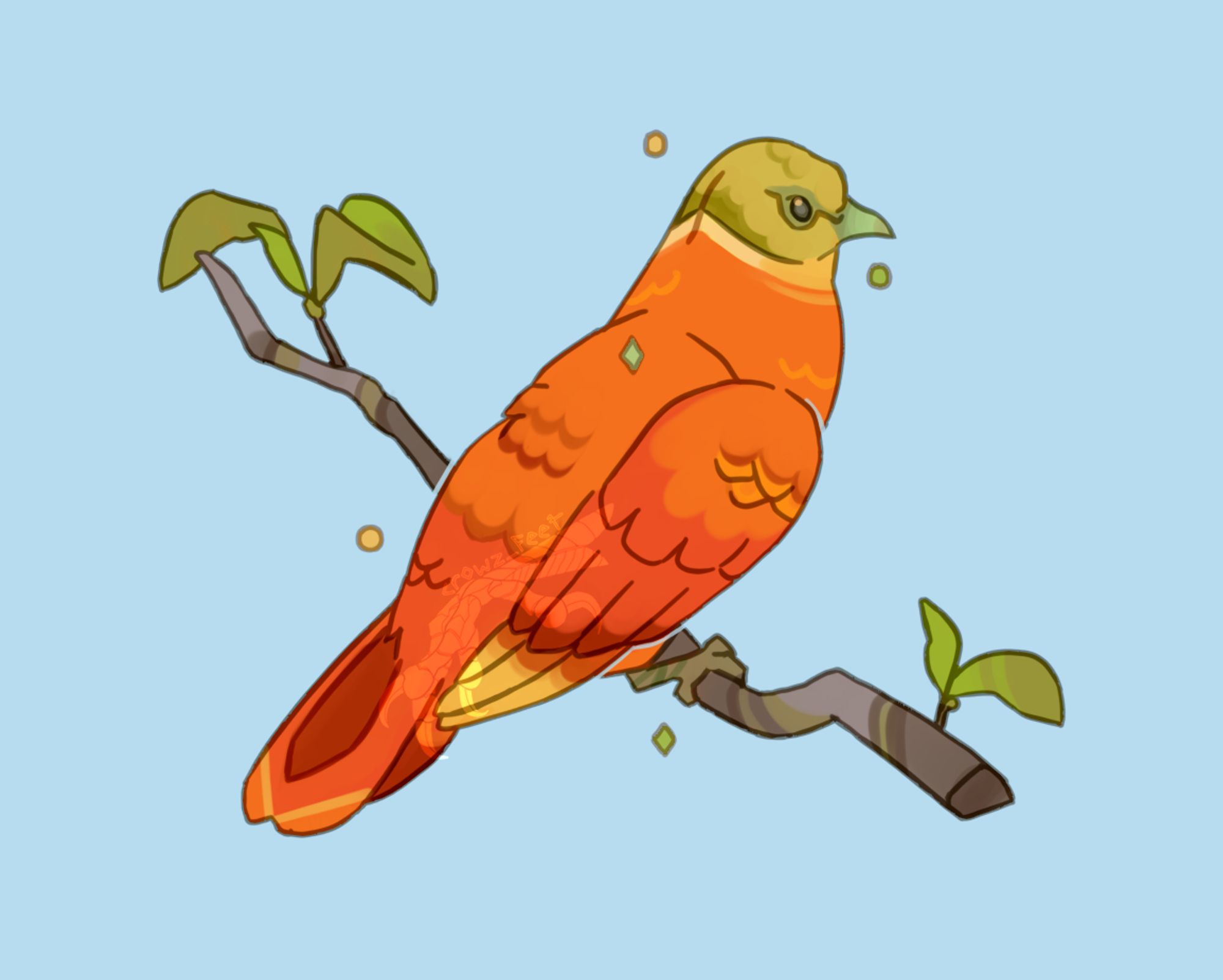 an illustration of an orange fruit-dove