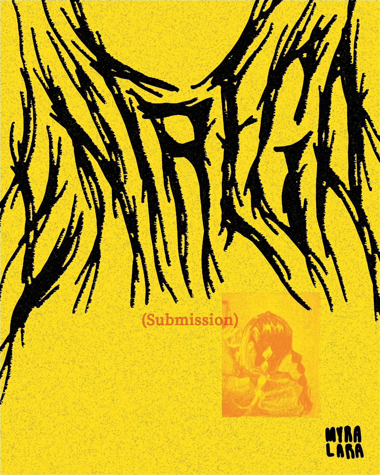 Black text on yellow cover of art book, with words "Entrega" in black metal script, "(Submission)" underneath in red.