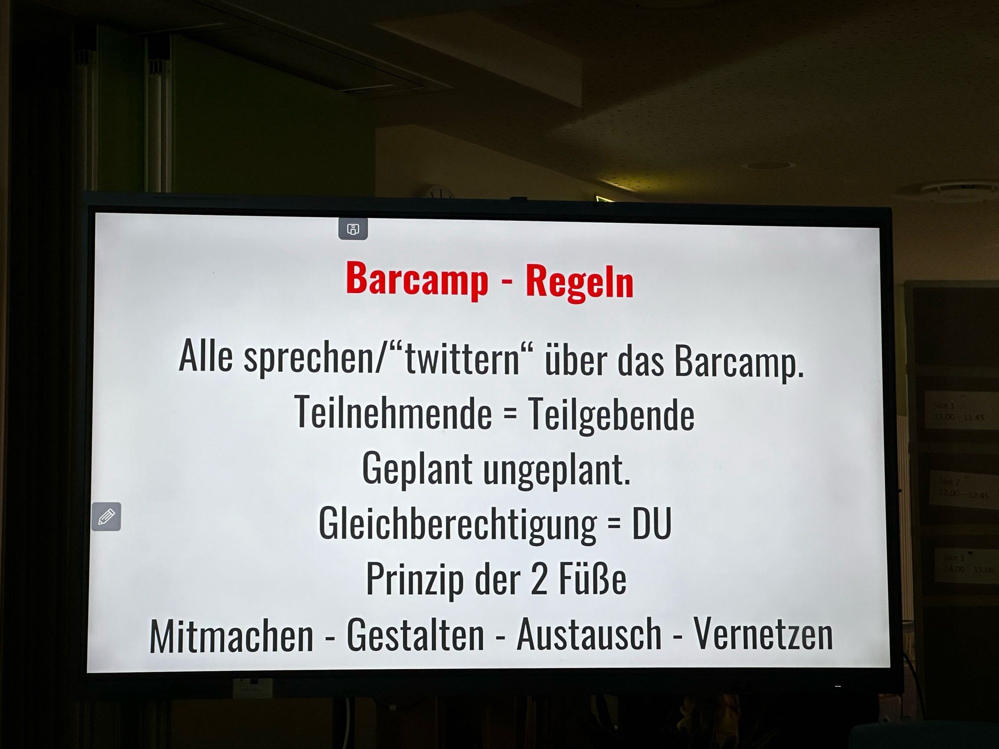 Foto der Barcamp-Regeln.